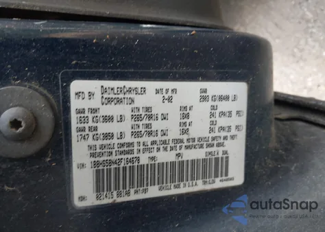 2002 Dodge Durango Slt Plus z USA, uszkodzony, nr VIN 1B8HS58N42F164678